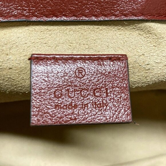 Auth GUCCI GG Marmont mini top handle bag 583571 Black Red Leather Handbag - Picture 13 of 16